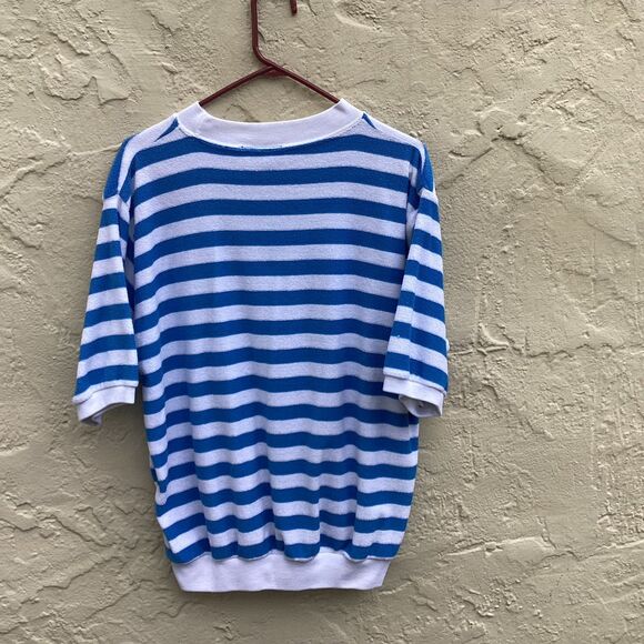 Vintage striped Terry cloth top sz L - Picture 4 of 4